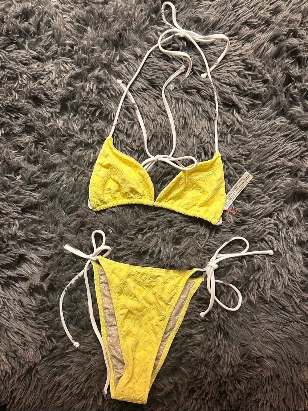NewFree People Free-est Michelle Triangle Top And  Bikini Bottoms Yellow Size M
